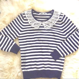 Purple white stripe sweater